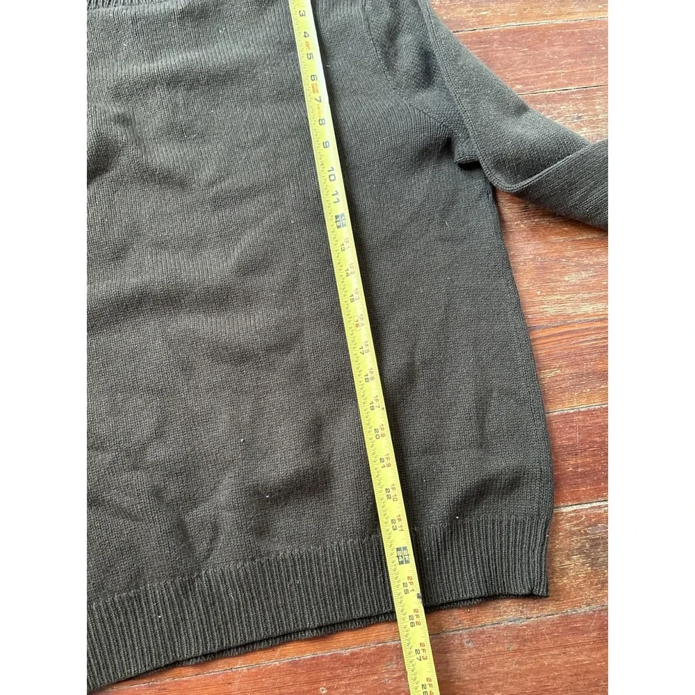 Polo Ralph Lauren Sweater Mens Large Green Lambswool Mock Neck Quarter Zip FLAW